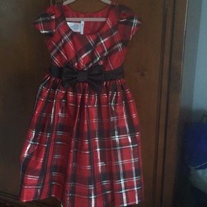 Girls 6x red and black plaid dress, worn once